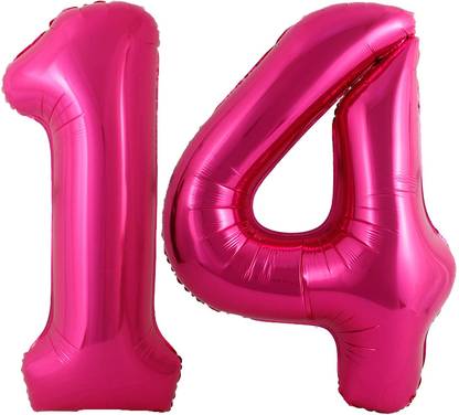 BashNSplash Solid Big Size Helium Quality 14th birthday Balloon 14 Magenta Hot Pink 32" Number Age Letter Balloon