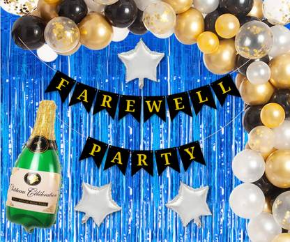 Almoda Creations Solid Farewell Party Paper Decoration Balloons, Banner, Champagne Combo Set Balloon