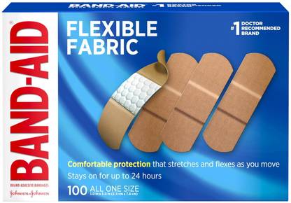 BAND-AID Flexible Fabric Adhesive Bandages for Minor Wound Care, 100 Count Bandage Protector