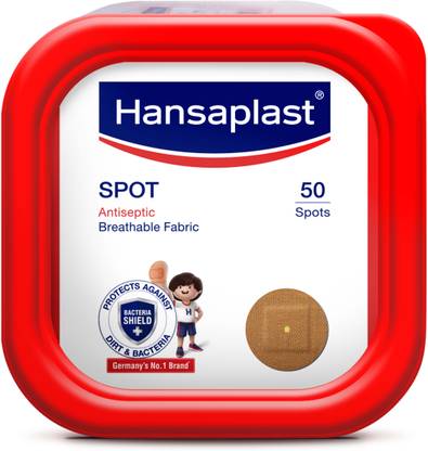 HANSAPLAST Antiseptic Spot Bandage | 50 Strips | Round Shape | For small cuts & nicks Adhesive Band Aid
