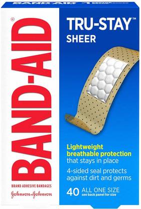 BAND-AID Tru-Stay Sheer Strips Adhesive Bandages for First Aid and Wound Care, 40 ct Bandage Protector