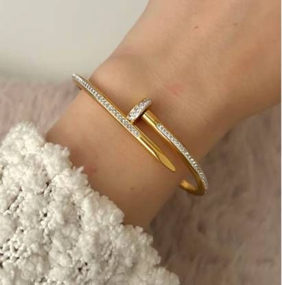 MASHBA Stainless Steel Cubic Zirconia Gold-plated Bracelet
