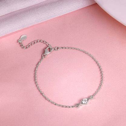 GIVA Sterling Silver Zircon Rhodium Bracelet