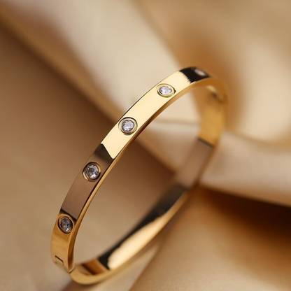 Royatto Stainless Steel Cubic Zirconia Gold-plated Bracelet