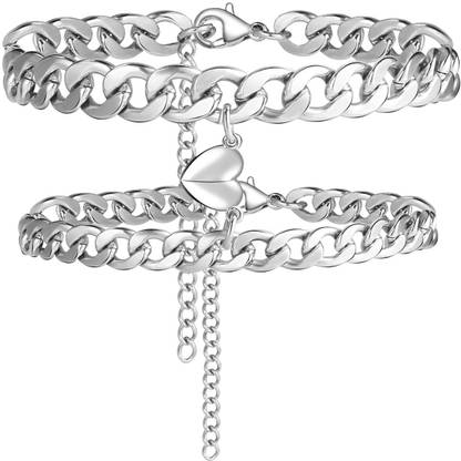 Deal Nut Stainless Steel Silver Bracelet Set