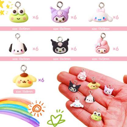 sannidhi 42PCS Cute Cartoon Resin Charms for Jewelry Making 3D Mini Charms for DIY Resin Beaded Dangling Charm