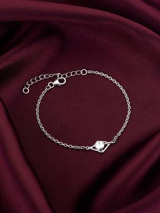 GIVA Sterling Silver Zircon Rhodium Bracelet
