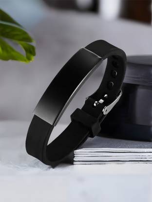 MYKI Alloy, Leather Black Silver Bracelet