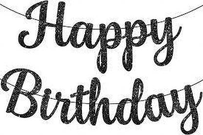 PARTY PARAGON HAPPY BIRTHDAY LETTERS GLITTER BANNER(BLACK COLOR) FOR BIRTHDAY (Set of 1) Banner