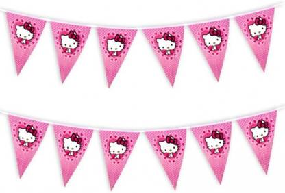 Partywala Hello Kitty Theme Bunting Triangle Flag Pennant Flag