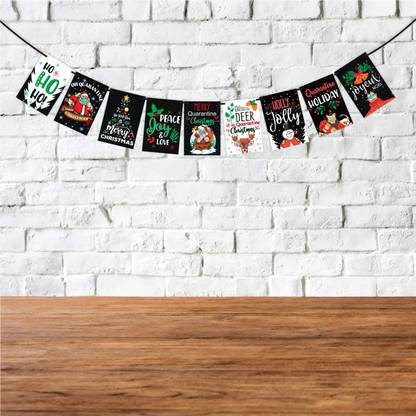 Wobbox Quarantine Multi Color Card Theme Merry Christmas, Christmas Decoration Banner