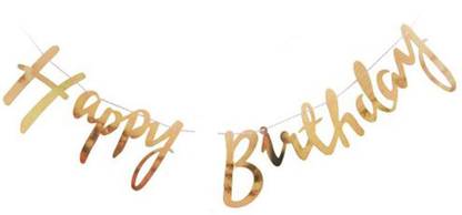 Riit Happy Birthday Banner with Name for Birthday Party - Gold Banner