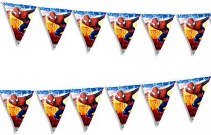 Partywala Spider Man Superhero Bunting Triangle Flag Pennant Flag