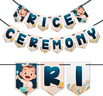 Wobbox Annaprashan Bunting Banner "Rice Ceremony", Annaprashan Party Decoration Banner