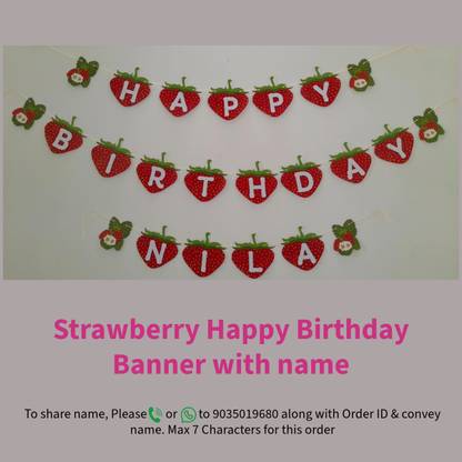 Partybus Strawberry Happy Birthday | Custom Name | 7 characters Banner