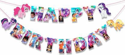 Seyal Personalized- My Little Pony Happy Birthday banner -Customized Banner