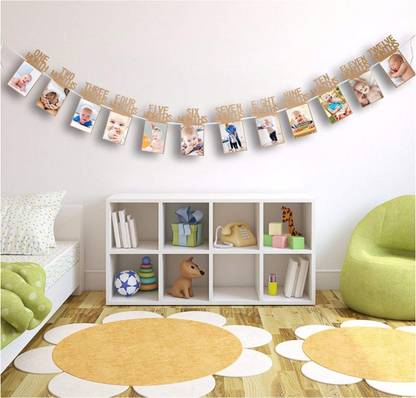 KIDOS 1 to 12 Month Photo Banner for First Birthday Baby with Front Side Banner