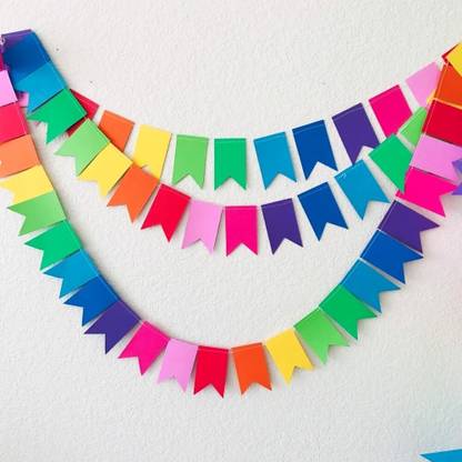 PopTheParty Rainbow Felt Fabric Bunting,12 Feet Banner