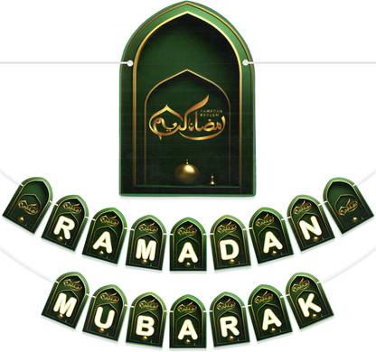 Rozi Decoration Ramadan Mubarak Banner Green Color for Ramzan Decorations Items Banner