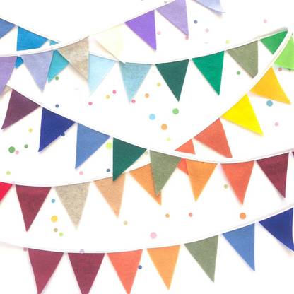 PopTheParty Rainbow triangle Felt Fabric pastel Bunting Birthday Party Decoration Pennant Flag