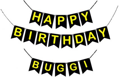 GIFTUATION Happy Birthday BUGGI / Printed Birthday Banner for Boys & Girls Banner