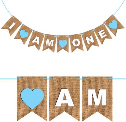 Wobbox First Birthday Party Banner I am One, Birthday Decoration Item Banner