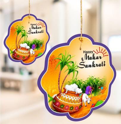 TOYXE Beautiful Printed Makar Sankranti Hanging Cut Outs Decoration Items Pack of Banner