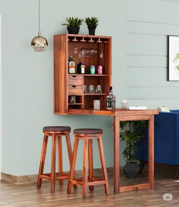 HUDDA Bar Cabinet Solid Wood Bar Cabinet