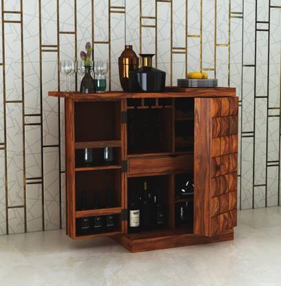 SRB Furniture A Beautiful Wooden Bar Cabinet Wine, Bottle, Glass Holder Storage (Style-S01) Solid Wood Bar Cabinet