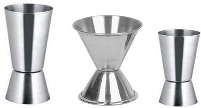 Anne-kee 3 PCs Double Side Peg Measure Jigger Wine Glass Stainless Steel Vodka Drink Shot Glass Size - 30 x 60 Ml, 25 x 50 Ml & 20 x 40 ml 3 - Piece Bar Set