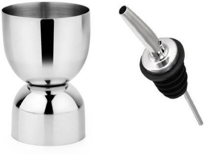 upalabdh 30*60 Double Side peg Measure Damru Shape Shot Glass Wine Pourer Bottle Stopper Bar Set