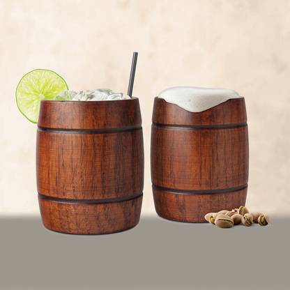 Final Touch Wood Barrel Shot Glasses - Set Of 4Pc For thinKitchen 4 - Piece Bar Set