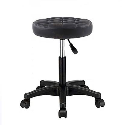 Deal Dhamaal Height Adjustable Black Rolling Stools With Wheels In Black Color Leatherette Bar Stool