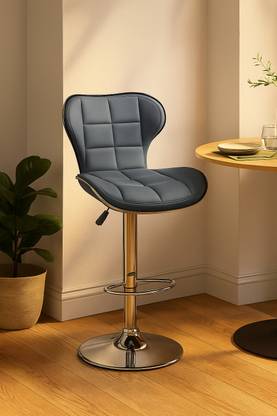 Oakcraft Cushion Upholstery with back Support, Airlift Adjustable Swivel Solid wood Leatherette Bar Stool