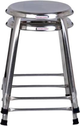 Lifetime Stools Stainless Steel Round Stool Use for multipurpose 18 Inch Pack of 2 Metal Bar Stool