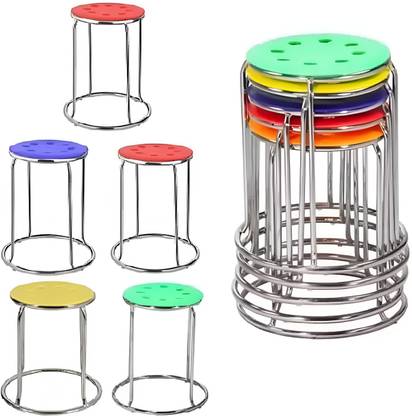 mlu 5-Metal Bar Stool Plastic Seat Stainless Steel Frame Stools for Home & Office Metal Bar Stool
