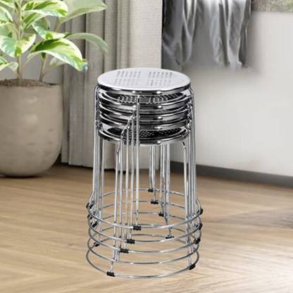Da URBAN SS Stool Pack of 5 | Multi Purpose Stool | Kitchen or Café | Metal Bar Stool