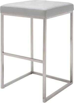 Indian Decor 45620 Bar Stool Brushed Stainless Steel Frame - White Metal Bar Stool
