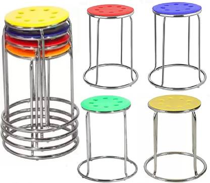 TOBY Multipurpose use 4 Stool for bar & restaurant/home and office/classroom/café Metal Bar Stool