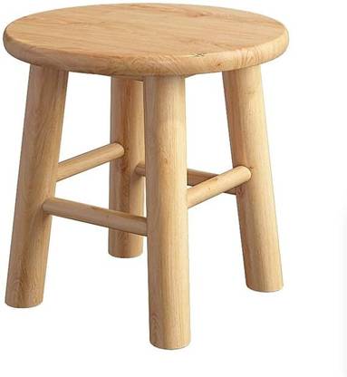 Indian Decor RW830 Ottoman Solid Wood Stool Household Small Round Wooden Stool Metal Bar Stool