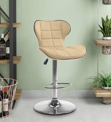 Oakcraft Cushion Upholstery with back Support, Airlift Adjustable Swivel Solid wood Leatherette Bar Stool