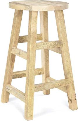 Indian Decor RW389 Round Top Stool, Unfinished Breakfast Kitchen Counter Bar Stool Solid Wood Bar Stool