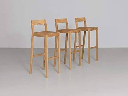 ODEJIA Simple Wooden Bar Chair For Kitchen Counter Solid Wood Bar Chair