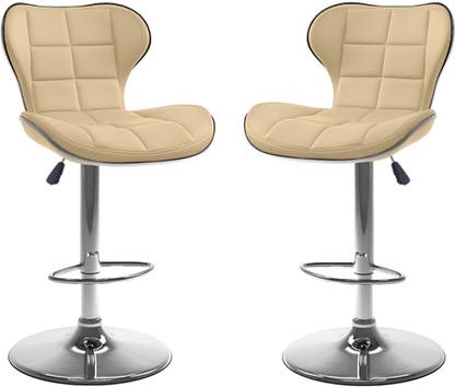 Oakcraft Cushion Upholstery with back Support, Airlift Adjustable Swivel Solid wood Leatherette Bar Stool