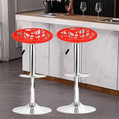 Da URBAN Spiderweb Red Pack of 2 | Revolving | Height Adjustable | Kitchen&Café| Metal Bar Stool