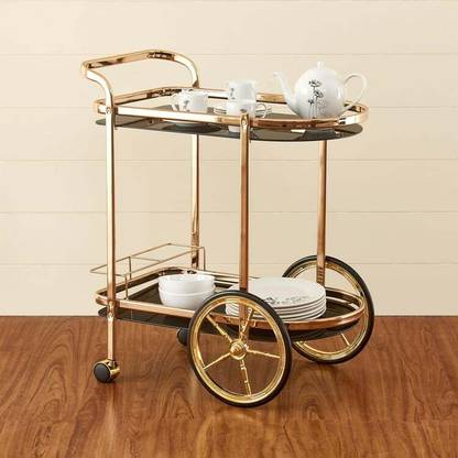 NB CREATION Serving-Trolly-Gold Metal Bar Trolley