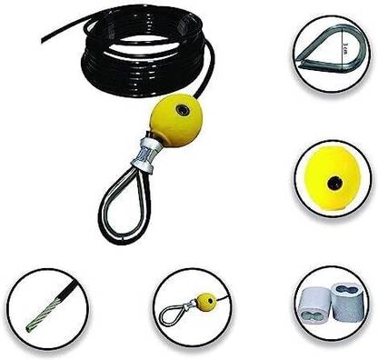 Timefit PVC Coated Gym Machine Wire with Locking System, Wire width 5.5mm, Length 10 M Multi-training Bar
