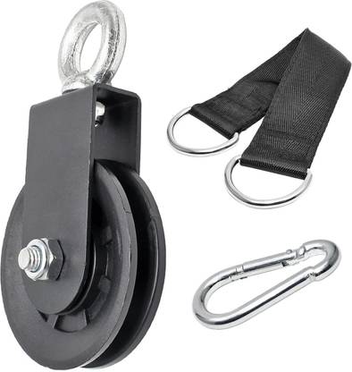 Dinetic 1 Pack Silent Nylon Gym Cable Pulley Wheel with Hanging Straps and Carabiner Multi-training Bar