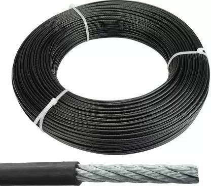 JFG 5mm Gym Machine cable wire black PU coated 17fts for Multy Press Gym machine Weight Lifting Bar