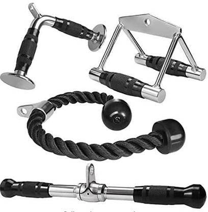 HACKERX Gym Accessories attachments LAT bar, V Handle, Rowing Handle, Triceps Rope Weight Lifting Bar